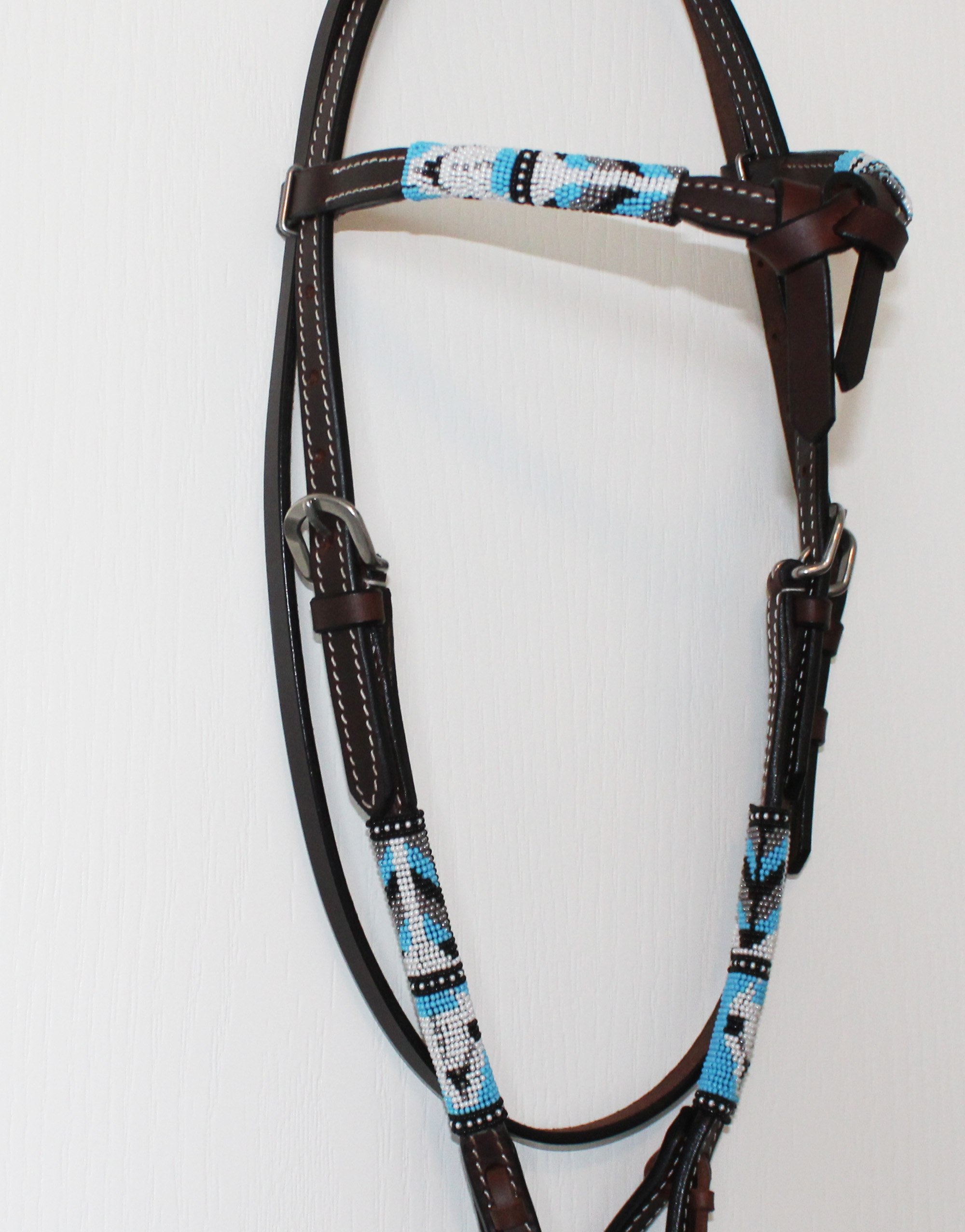 Leather Beaded Bridle For Sale