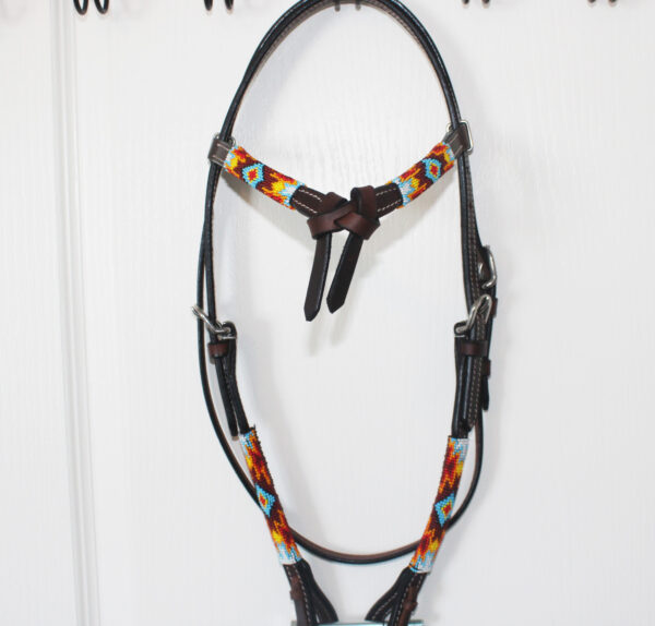 Leather Beaded Headstall For Sale