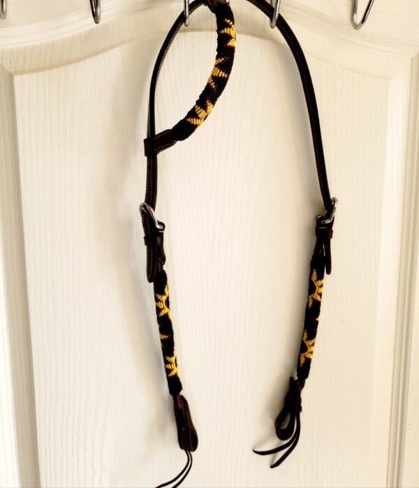 beaded leather headstall