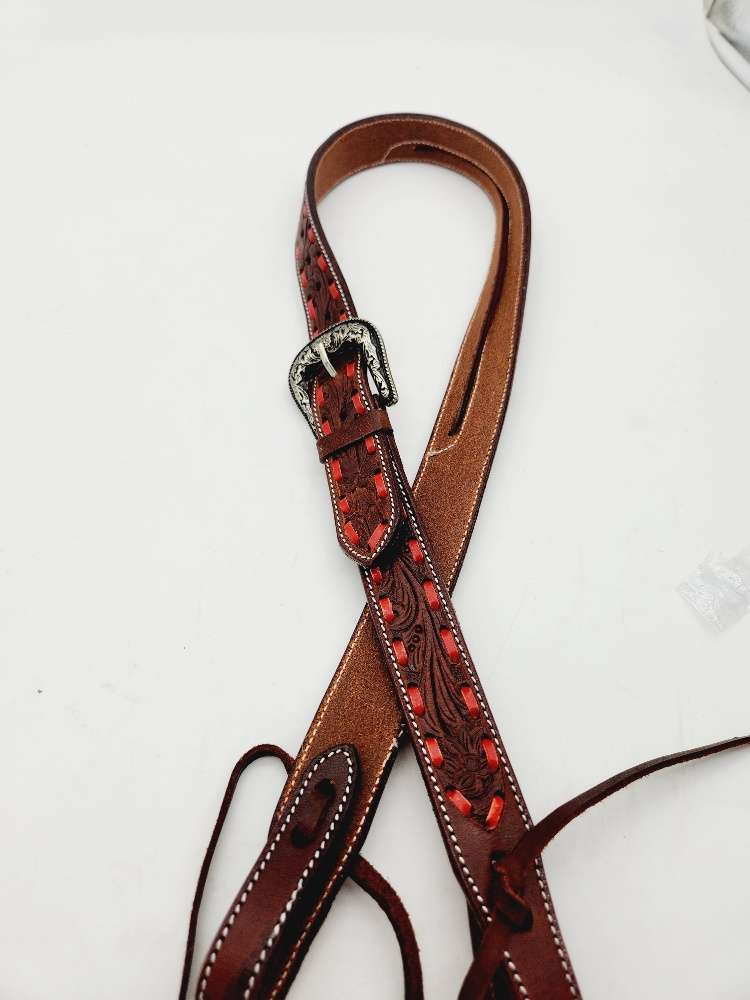 Red Buckstitch- Belt Style Split Ear Headstall - Image 2