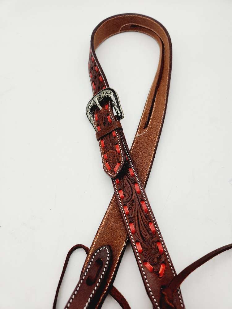 Red Buckstitch- Belt Style Split Ear Headstall - Image 7