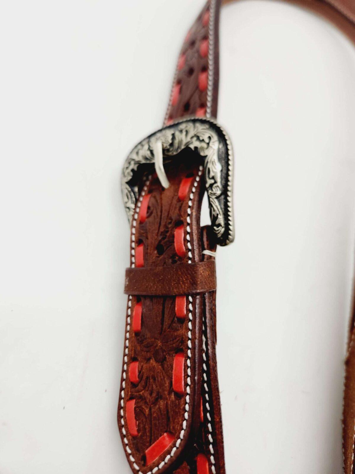 Red Buckstitch- Belt Style Split Ear Headstall - Image 8
