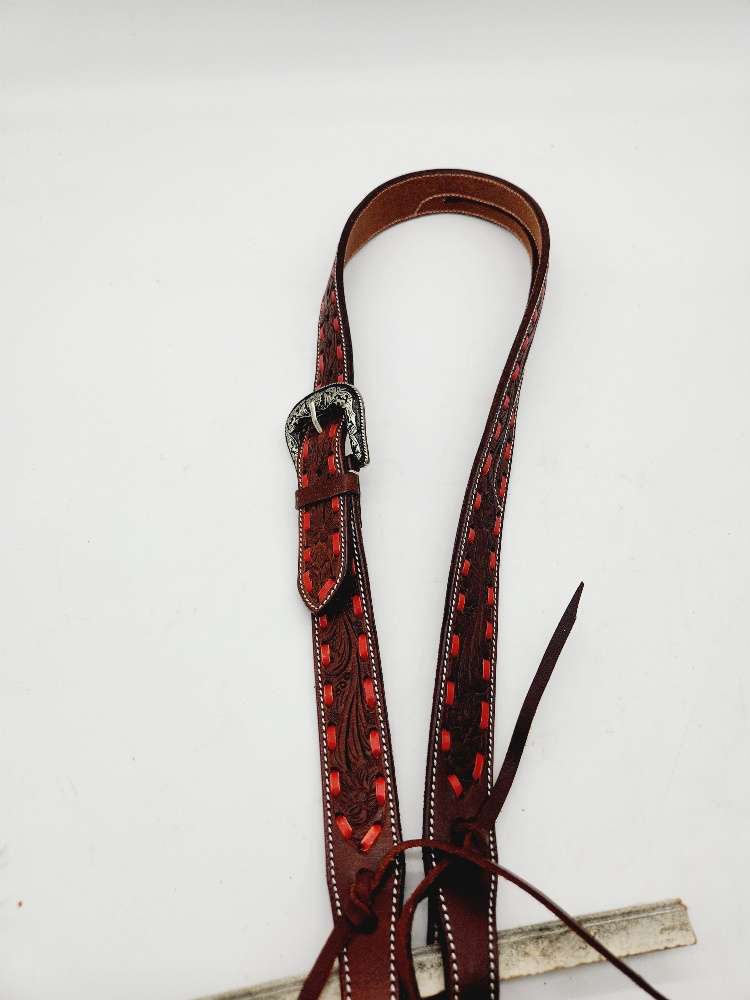 Red Buckstitch- Belt Style Split Ear Headstall - Image 11
