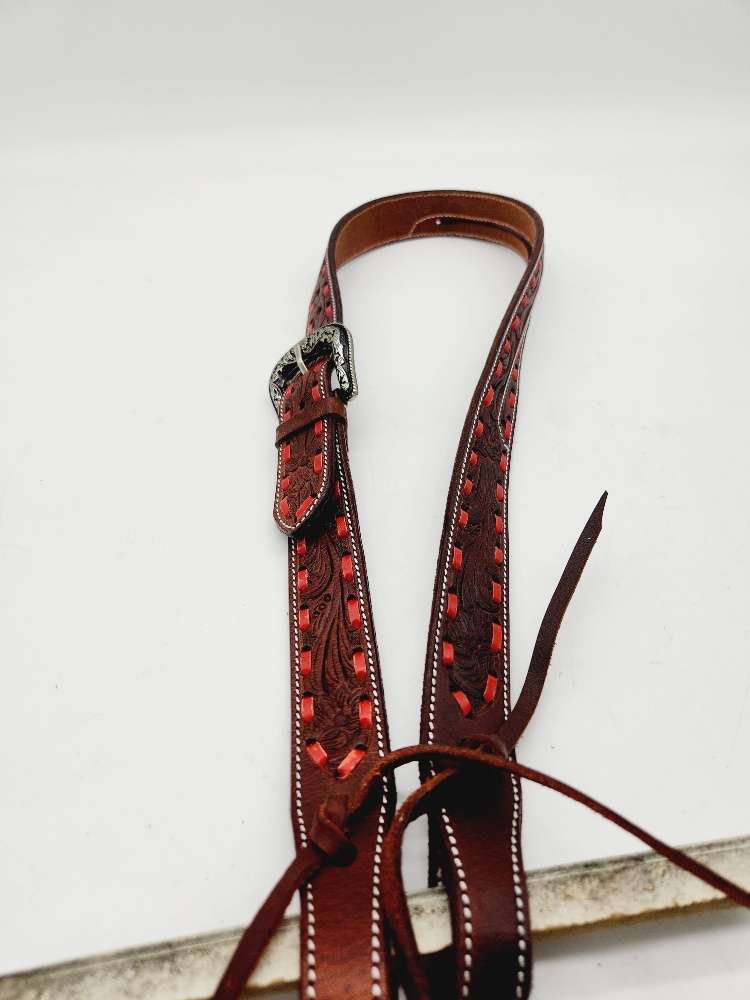 Red Buckstitch- Belt Style Split Ear Headstall - Image 12