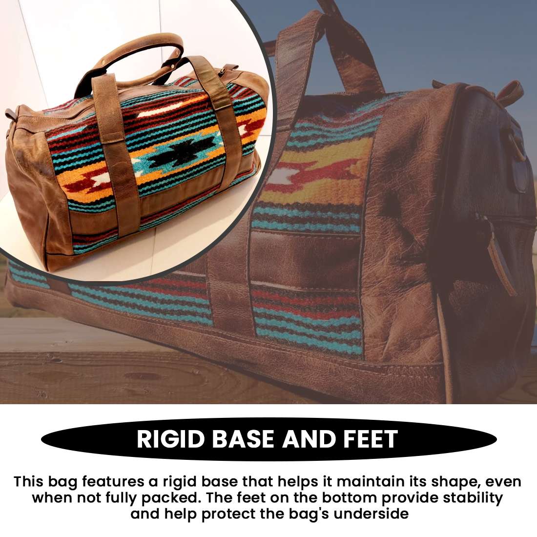 Leather Saddle Blanket Duffel Bag- The Aquarius - Image 3
