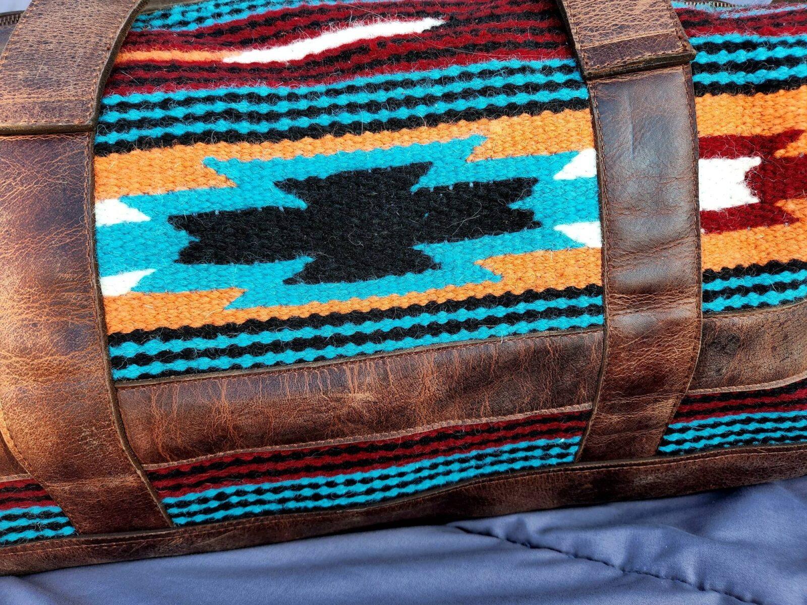 Leather Saddle Blanket Duffel Bag- The Aquarius - Image 14