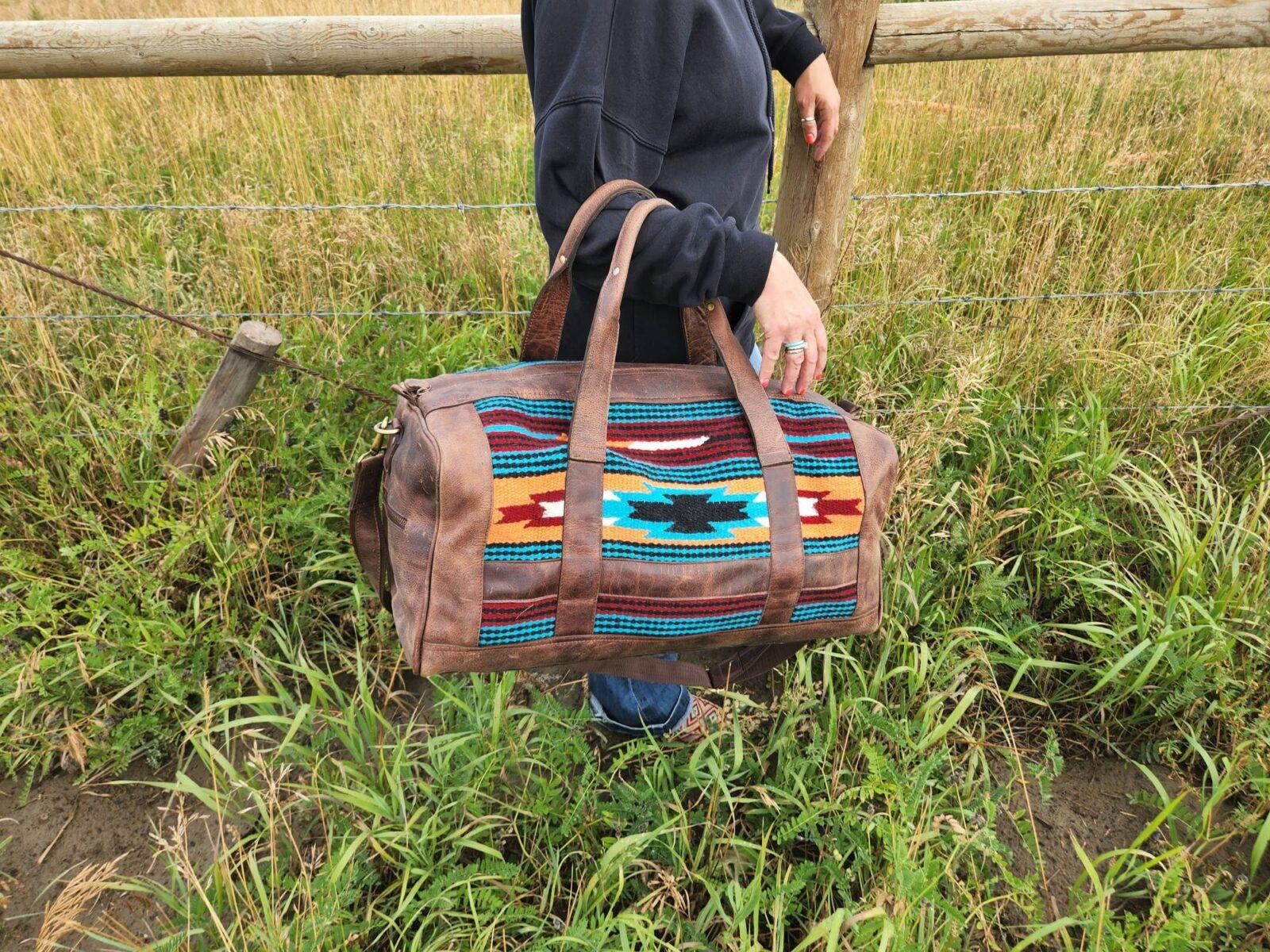 Leather Saddle Blanket Duffel Bag- The Aquarius - Image 6