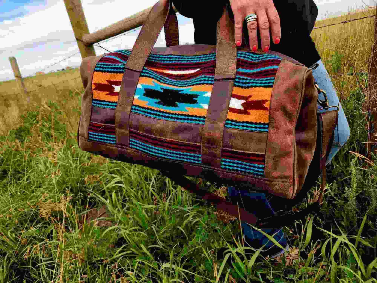 Leather Saddle Blanket Duffel Bag- The Aquarius