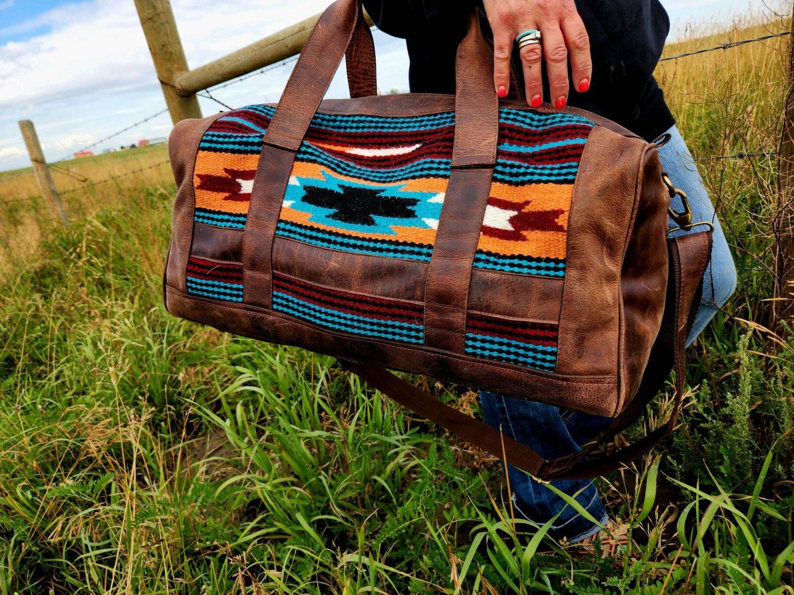 Leather Saddle Blanket Duffel Bag- The Aquarius - Image 12