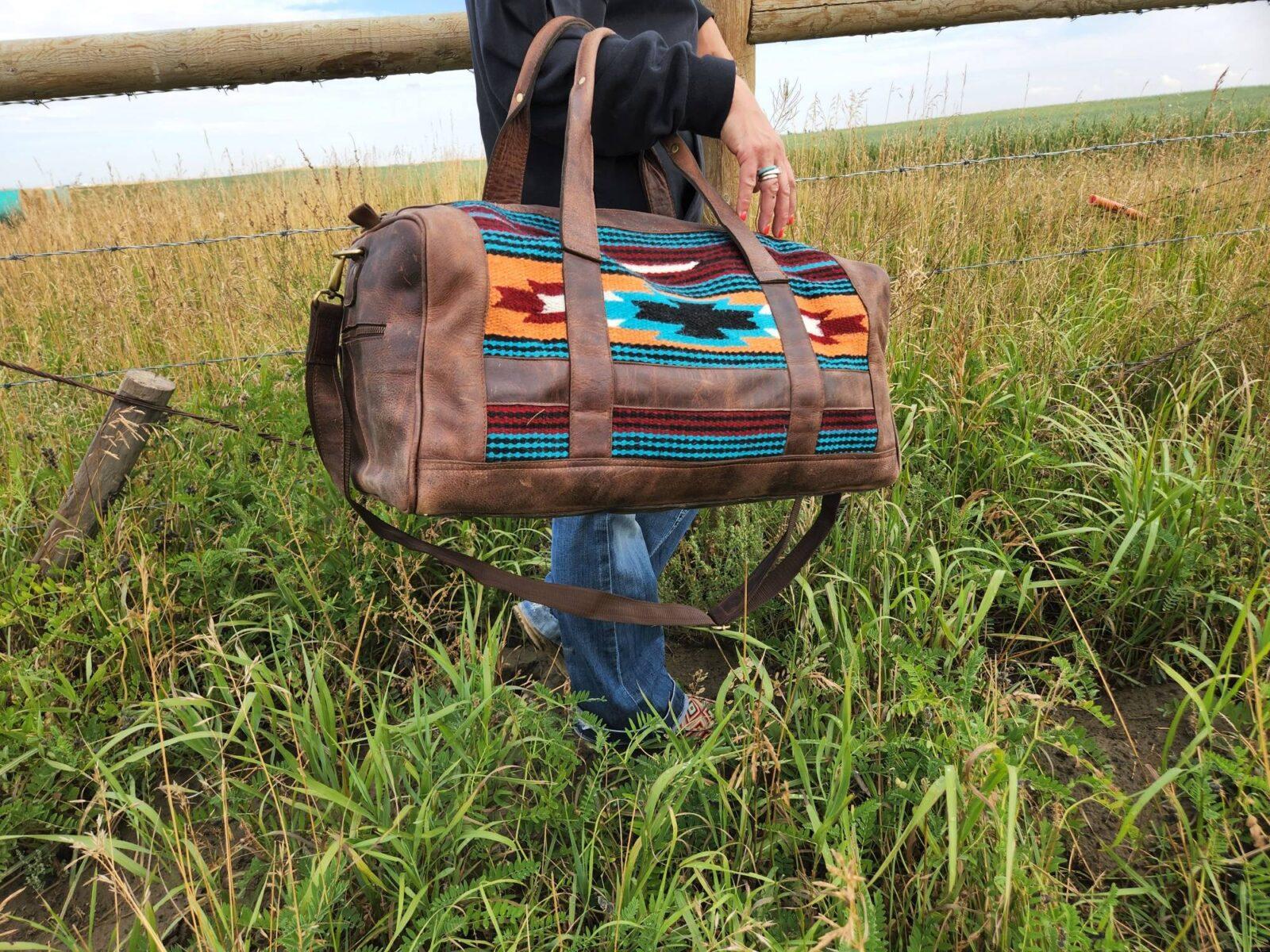 Leather Saddle Blanket Duffel Bag- The Aquarius - Image 2