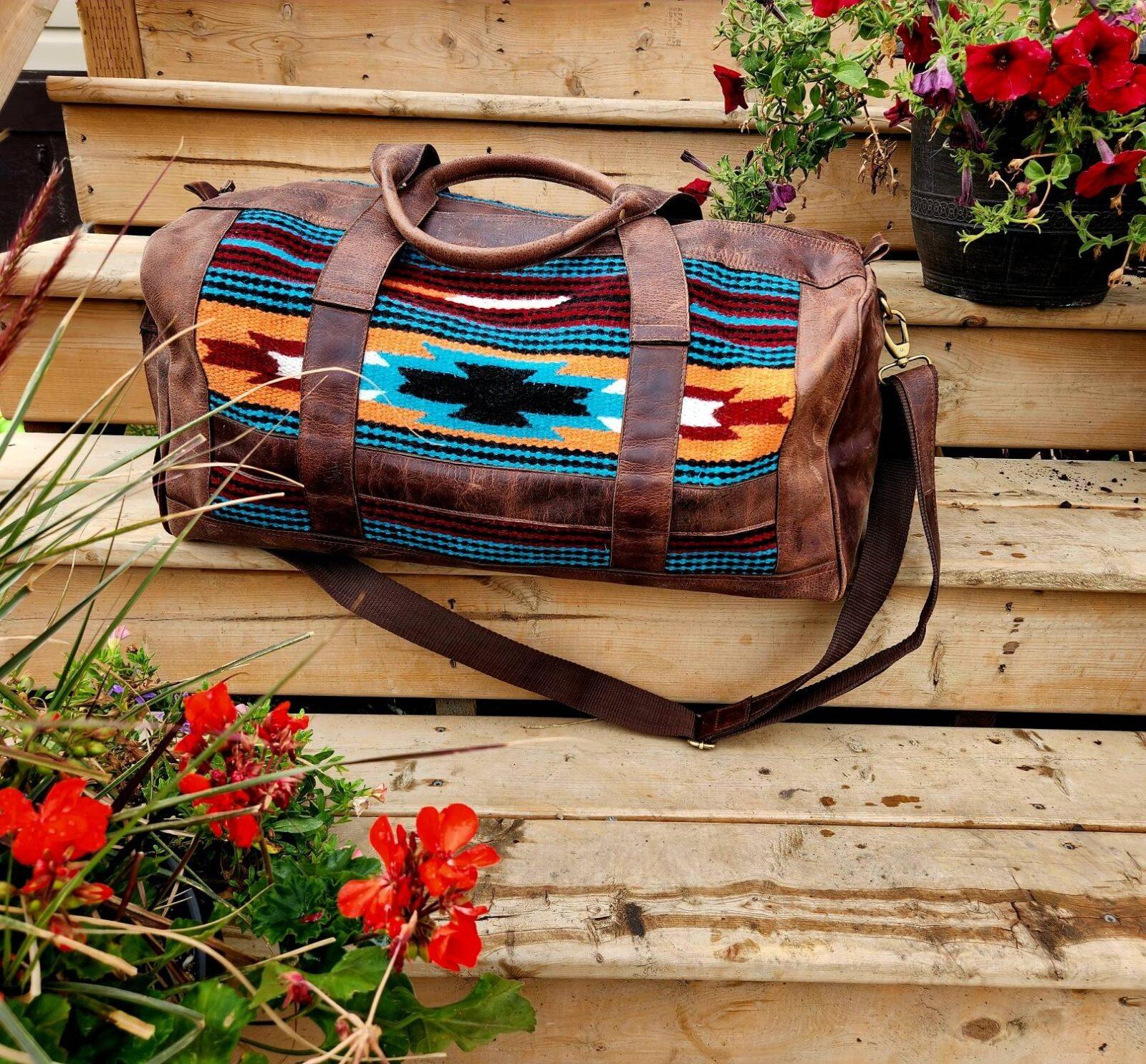 Leather Saddle Blanket Duffel Bag- The Aquarius - Image 13