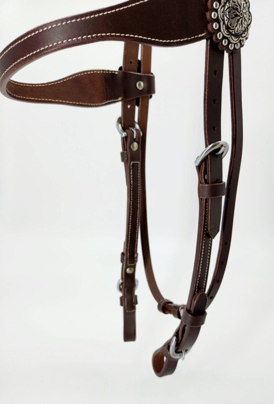 Buffalo Browband Headstall With Silver Conchos - Image 12