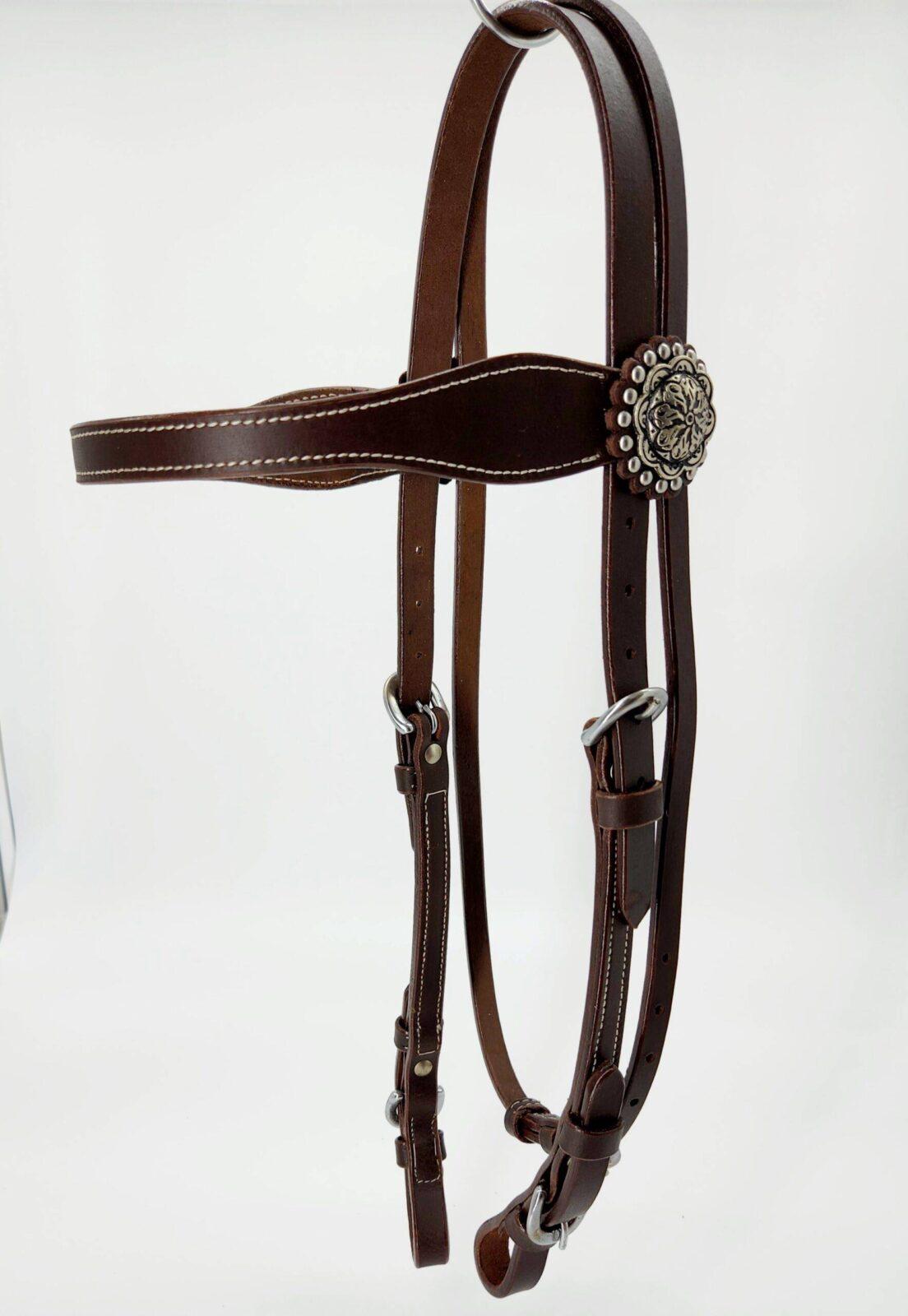 Buffalo Browband Headstall With Silver Conchos - Image 11