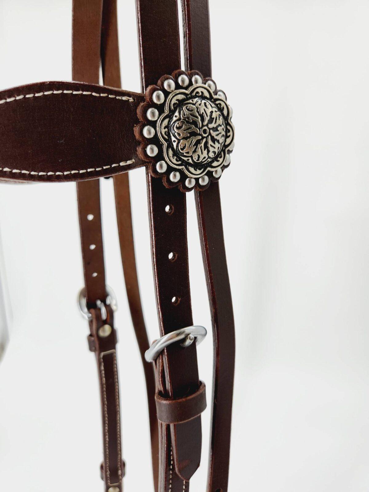 Buffalo Browband Headstall With Silver Conchos - Image 9