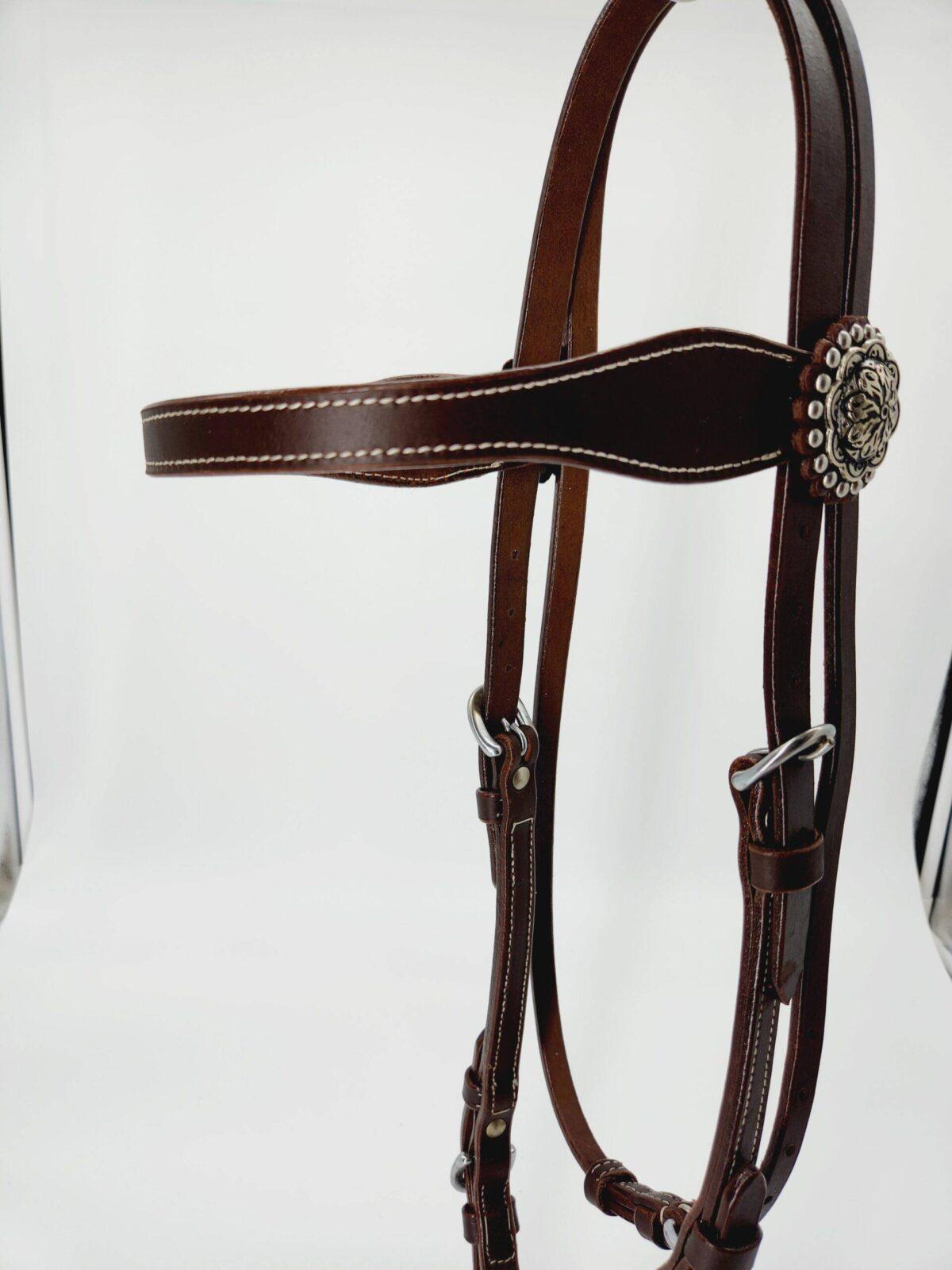 Buffalo Browband Headstall With Silver Conchos - Image 8