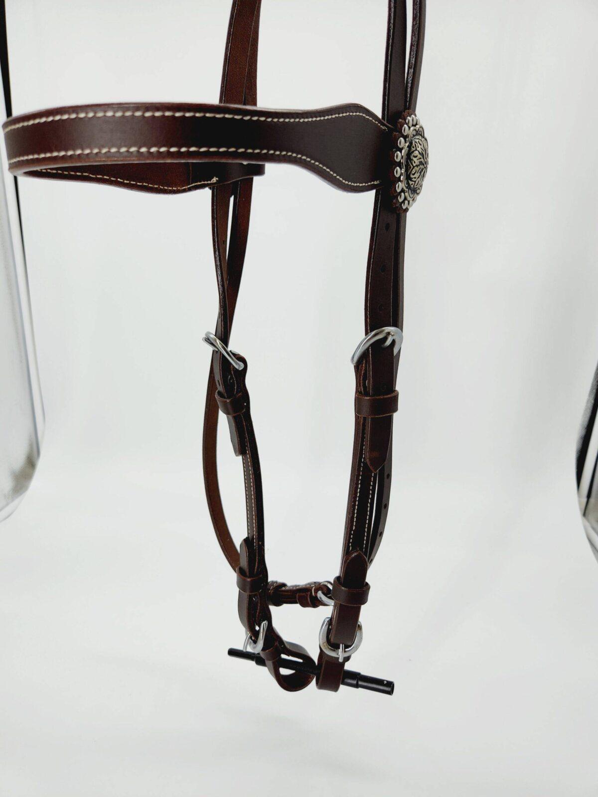 Buffalo Browband Headstall With Silver Conchos - Image 7