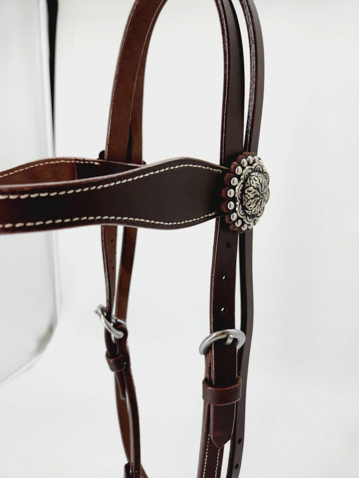 Buffalo Browband Headstall With Silver Conchos - Image 5