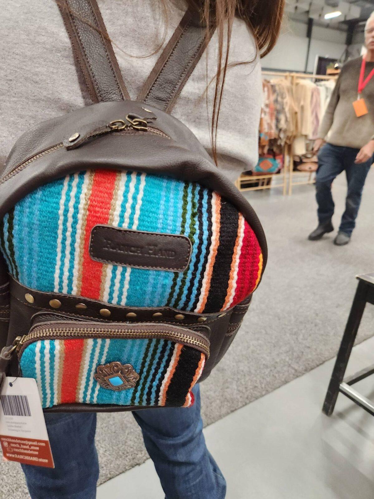 Mini Slouchy Leather Backpack/Purse- Dreaming in Turquoise - Image 4