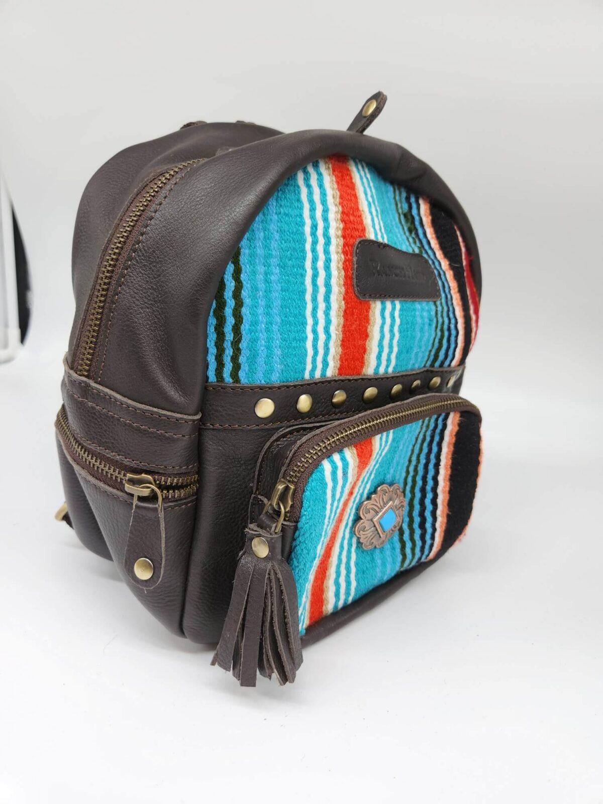 Mini Slouchy Leather Backpack/Purse- Dreaming in Turquoise - Image 6