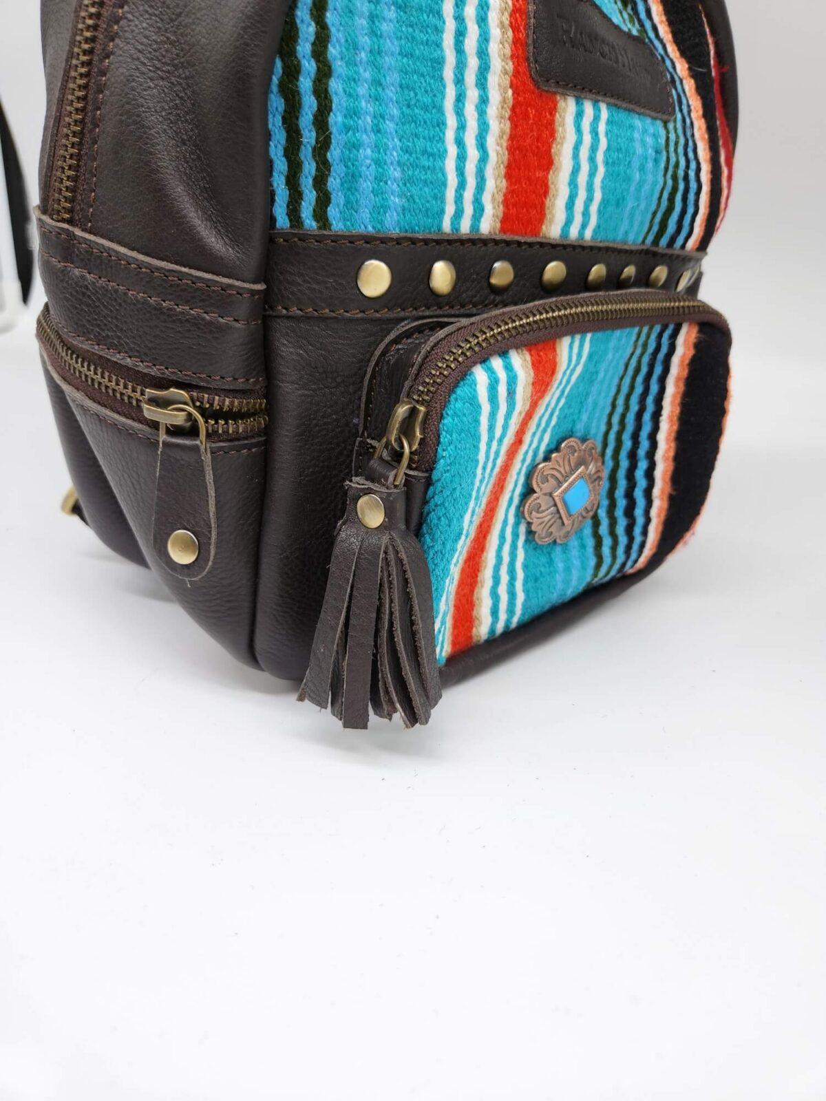Mini Slouchy Leather Backpack/Purse- Dreaming in Turquoise - Image 7
