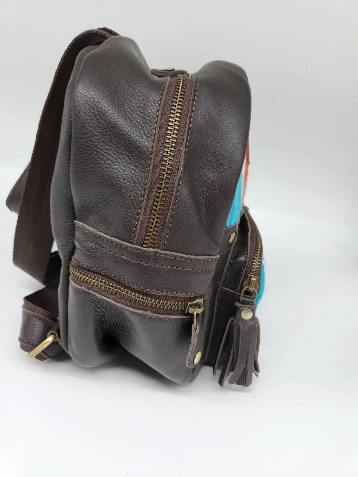 Mini Slouchy Leather Backpack/Purse- Dreaming in Turquoise - Image 8