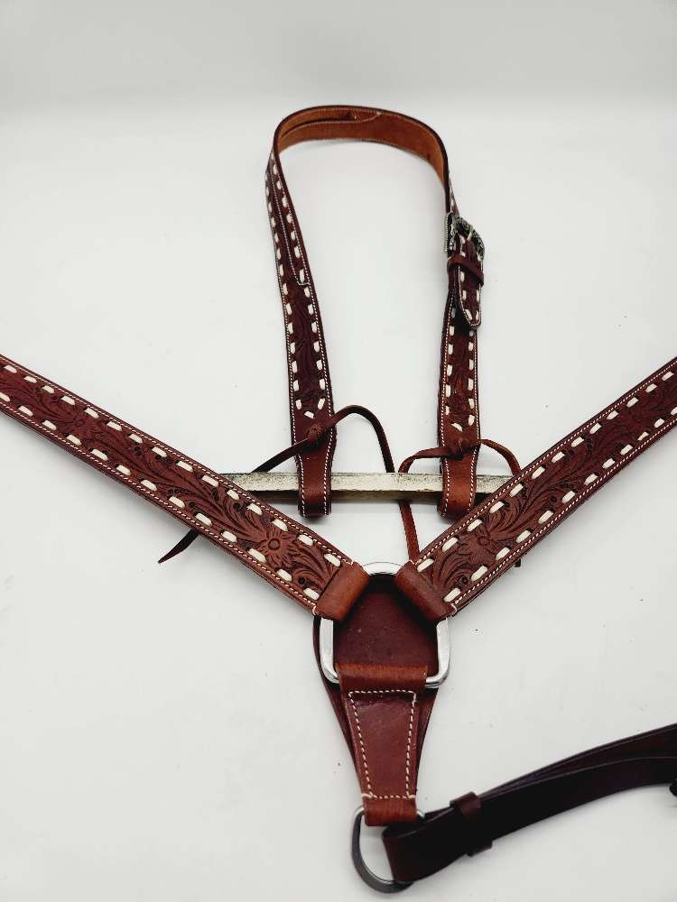 White Buckstitch- Belt Style Headstall Split Ear - Image 7