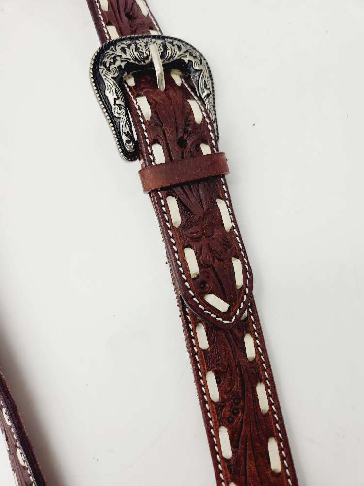 White Buckstitch- Belt Style Headstall Split Ear - Image 6