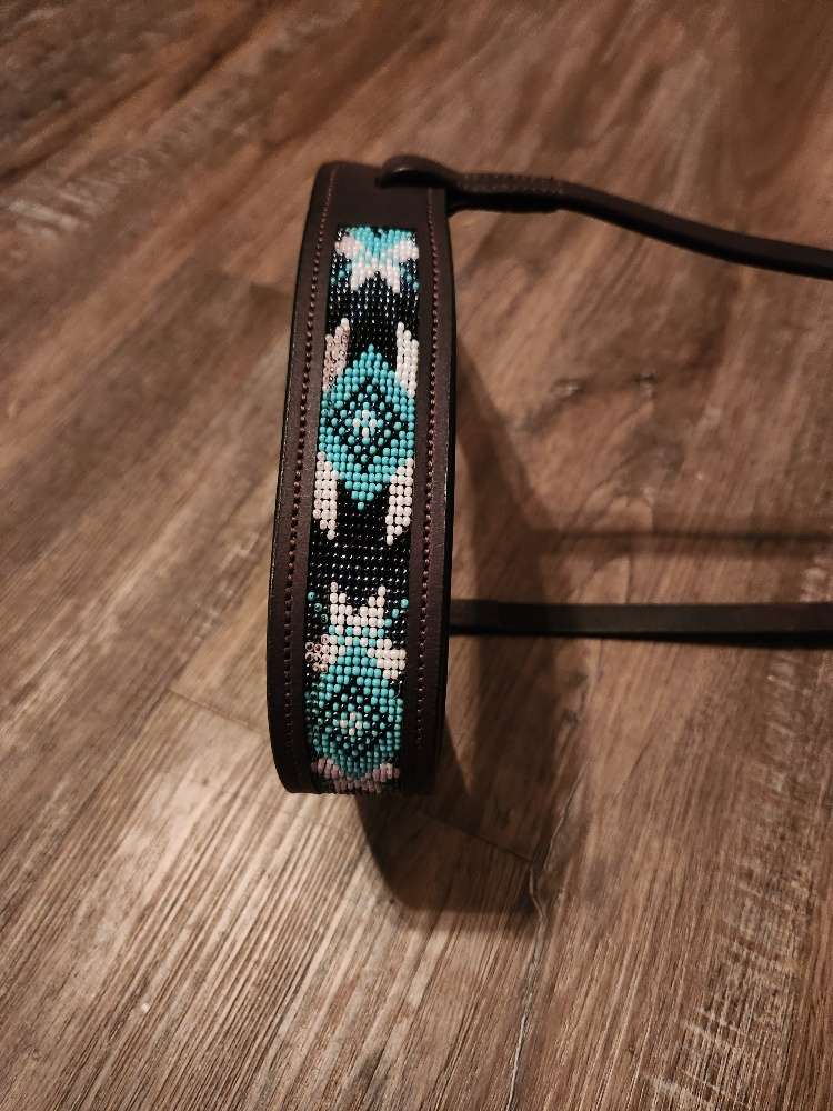 Diamonds in Turuqoise- Beaded - Noseband/Tiedown