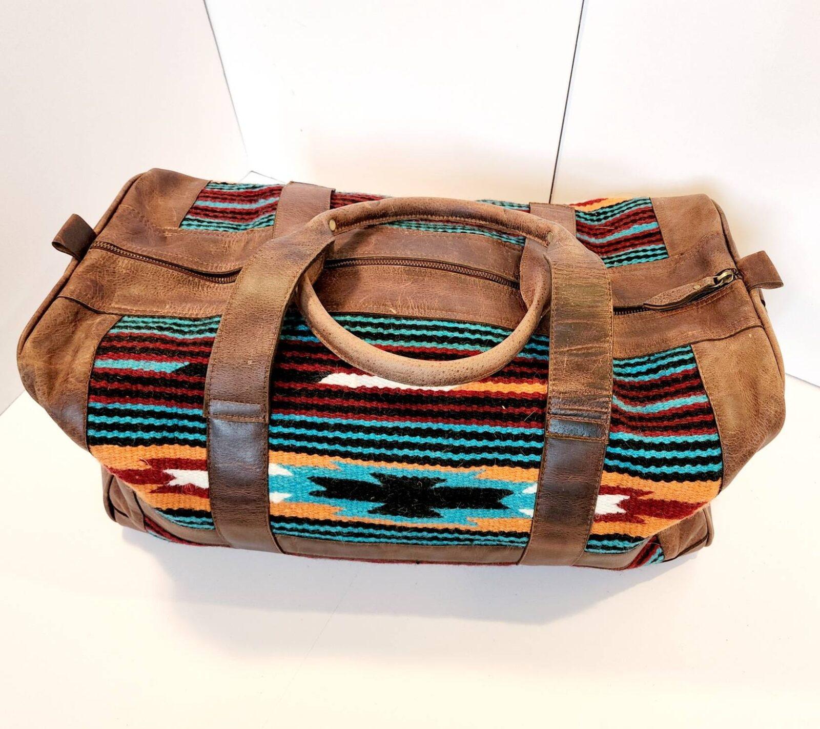 Leather Saddle Blanket Duffel Bag- The Aquarius - Image 8