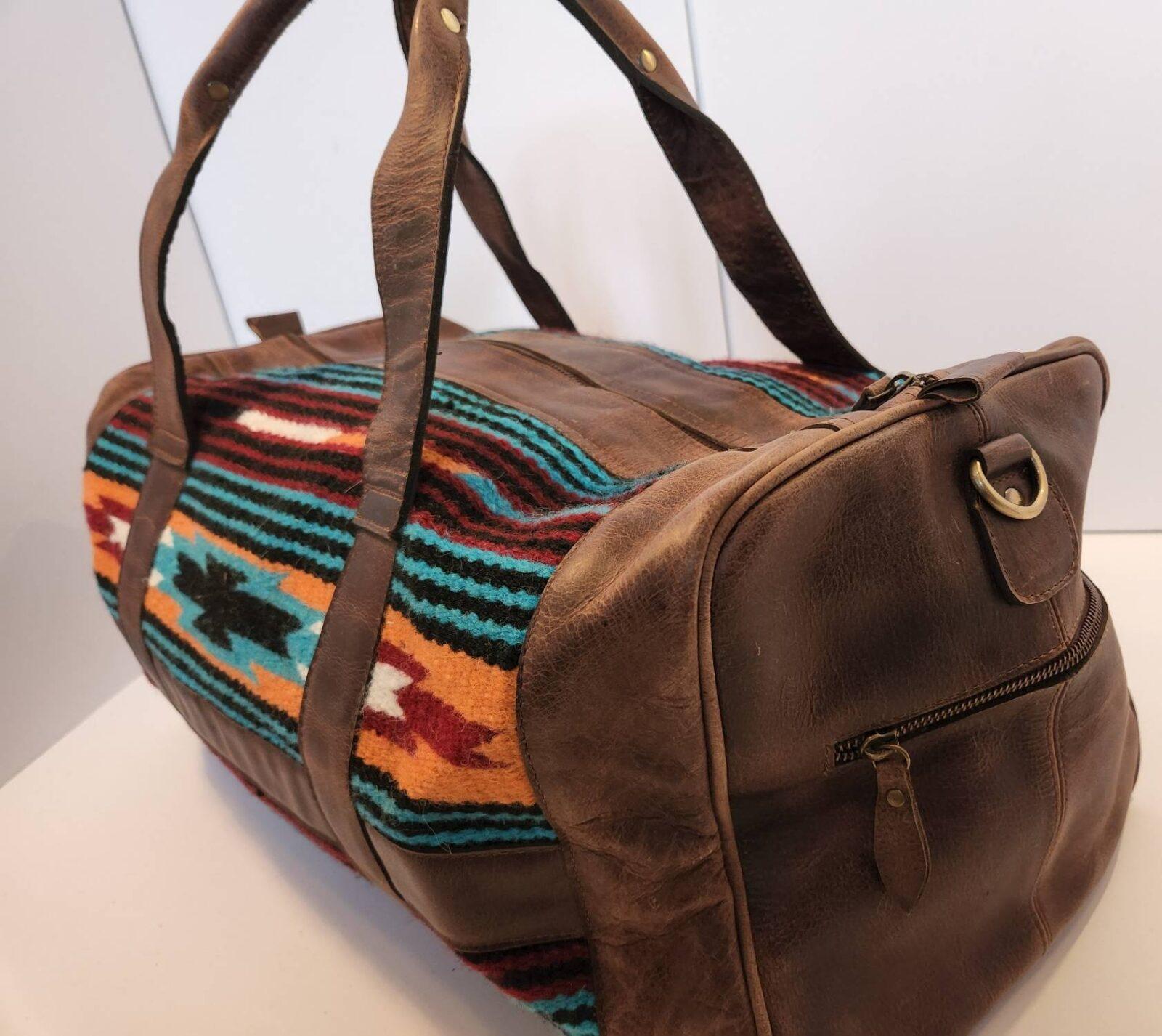 Leather Saddle Blanket Duffel Bag- The Aquarius - Image 15
