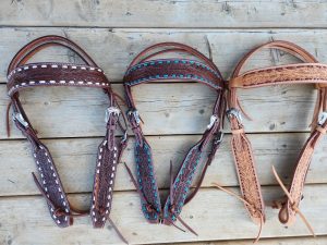 western headstall bridle buckstitch soft leather noseband brpwband belt style split ear one ear (42)